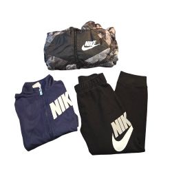 Kids Lot Of 3 Nike 1 Puffy Jacket With Fleece Inside, Blue Light Weight Jacket Wuth Zipper Also HAS Fleece Inside, 1 Pair Of Joggers Like New