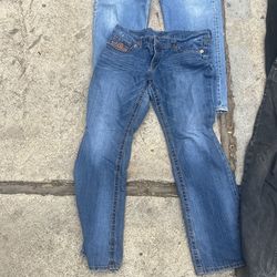 14’ wide boot cut blue jeans