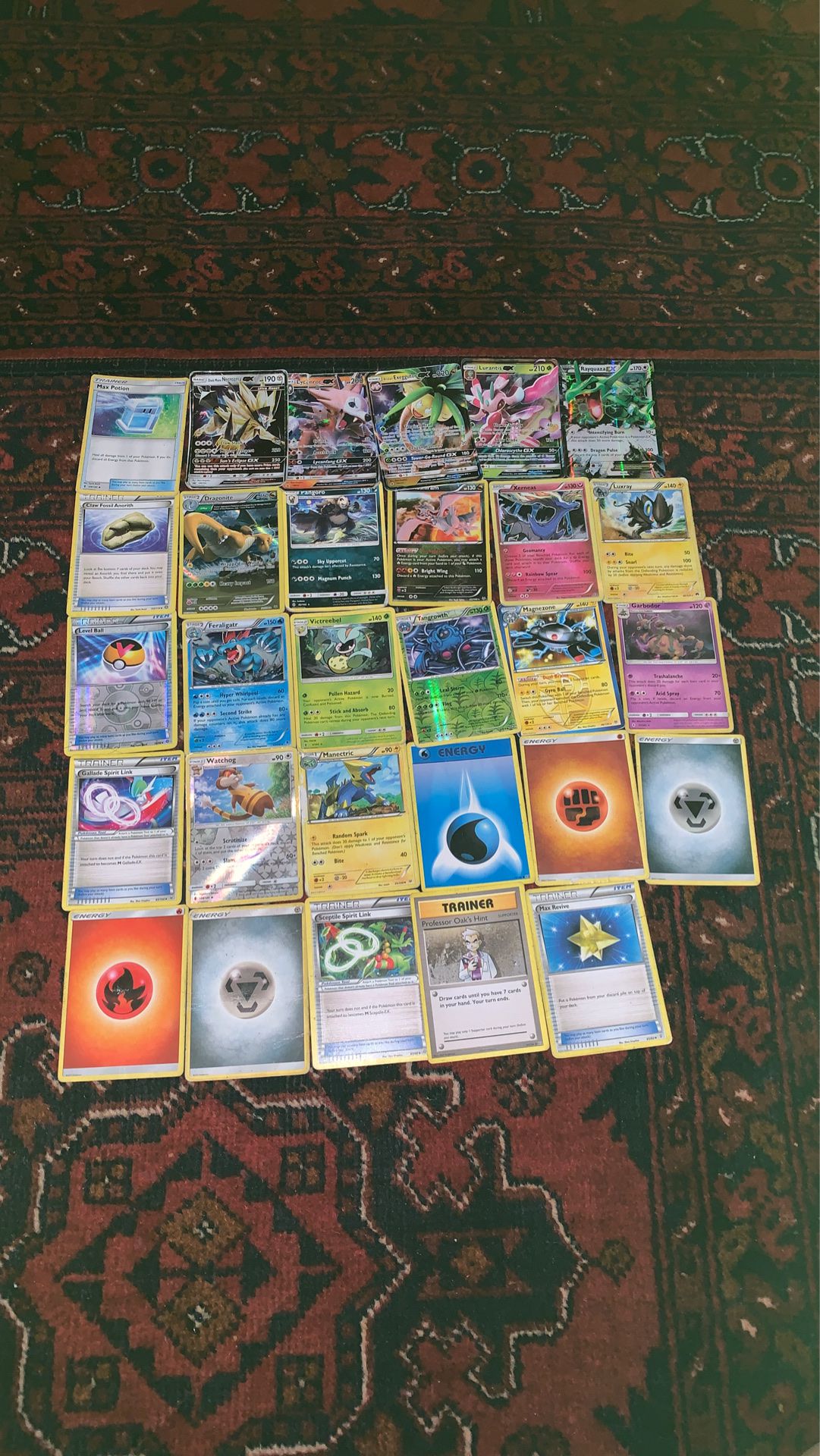 Pokémon cards 4 GXS and 1 rare Ex