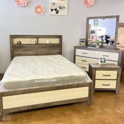 Rhett Brown/Cream Led Platform Beddroomset/Queen,king size Available/Discount Code 👈/Delivery Available 🚚/Home Decor 