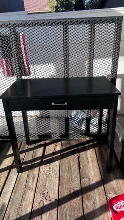 Black Wood Desk with Single Drawer