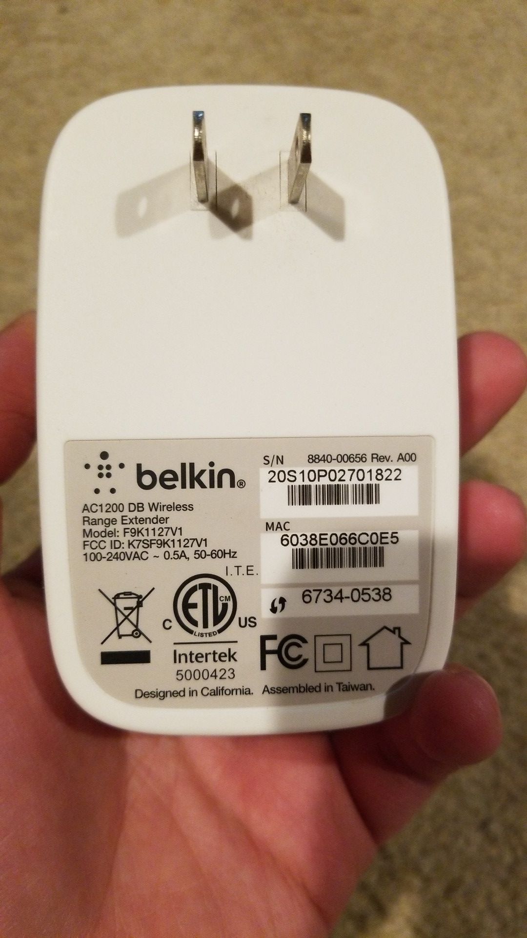 Belkin AC1200 dual band wifi range extender/repeater