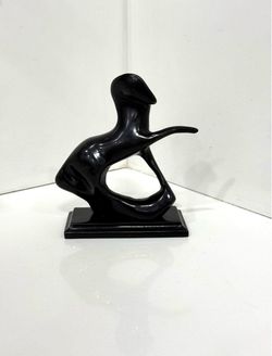 Vintage 70s Solid Brass Horse Enameled in Black