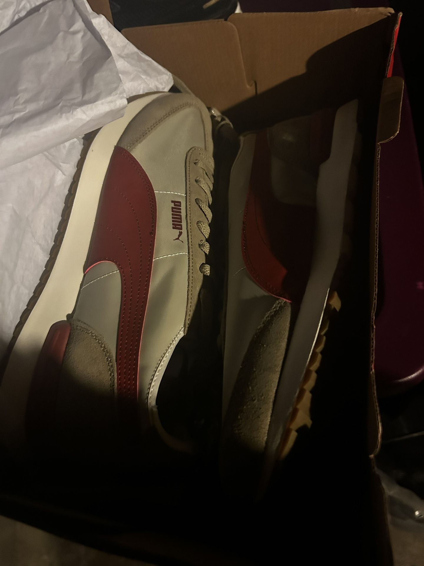 Tan & Burgundy Pumas