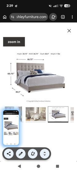 Ashley Furniture Tufted Upholstered Queen Bed Frame
