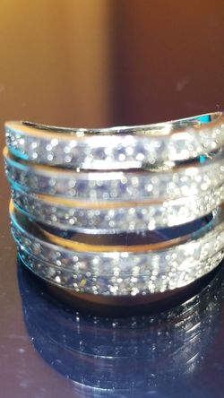 Women's wedding engagement promises designer ring white gold over 925 sterling silver