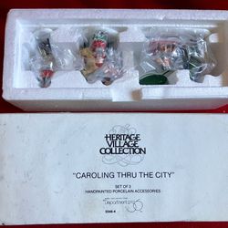 NEW Dept 56 Village CAROLING THRU THE CITY Set of 3 ‼️ See HUGE COLLECTION Of VINTAGE Christmas DEPARTMENT 56 FIGURINE BUILDING ‼️ Price Is FIRM ‼️