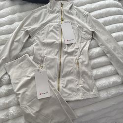 White lululemon jacket gold zipper
