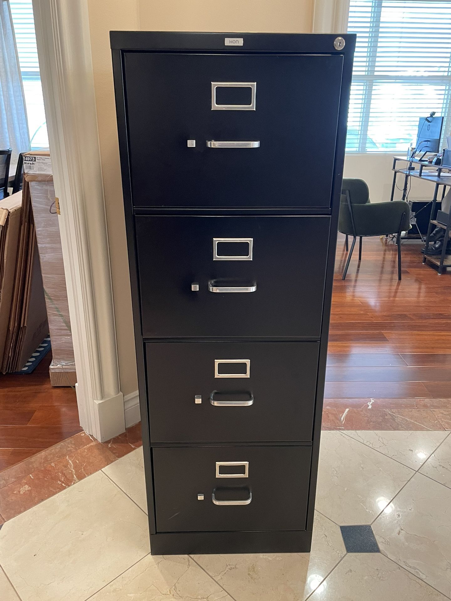 HON 510 Vertical 4-Drawer Black Metal File Cabinet