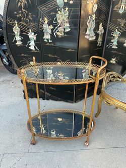 Vintage bar cart with wheels