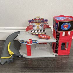 Rare Disney Pixar Cars Piston Cup Racing Garage (stickers Messed Up) $75 Or Best Offer 