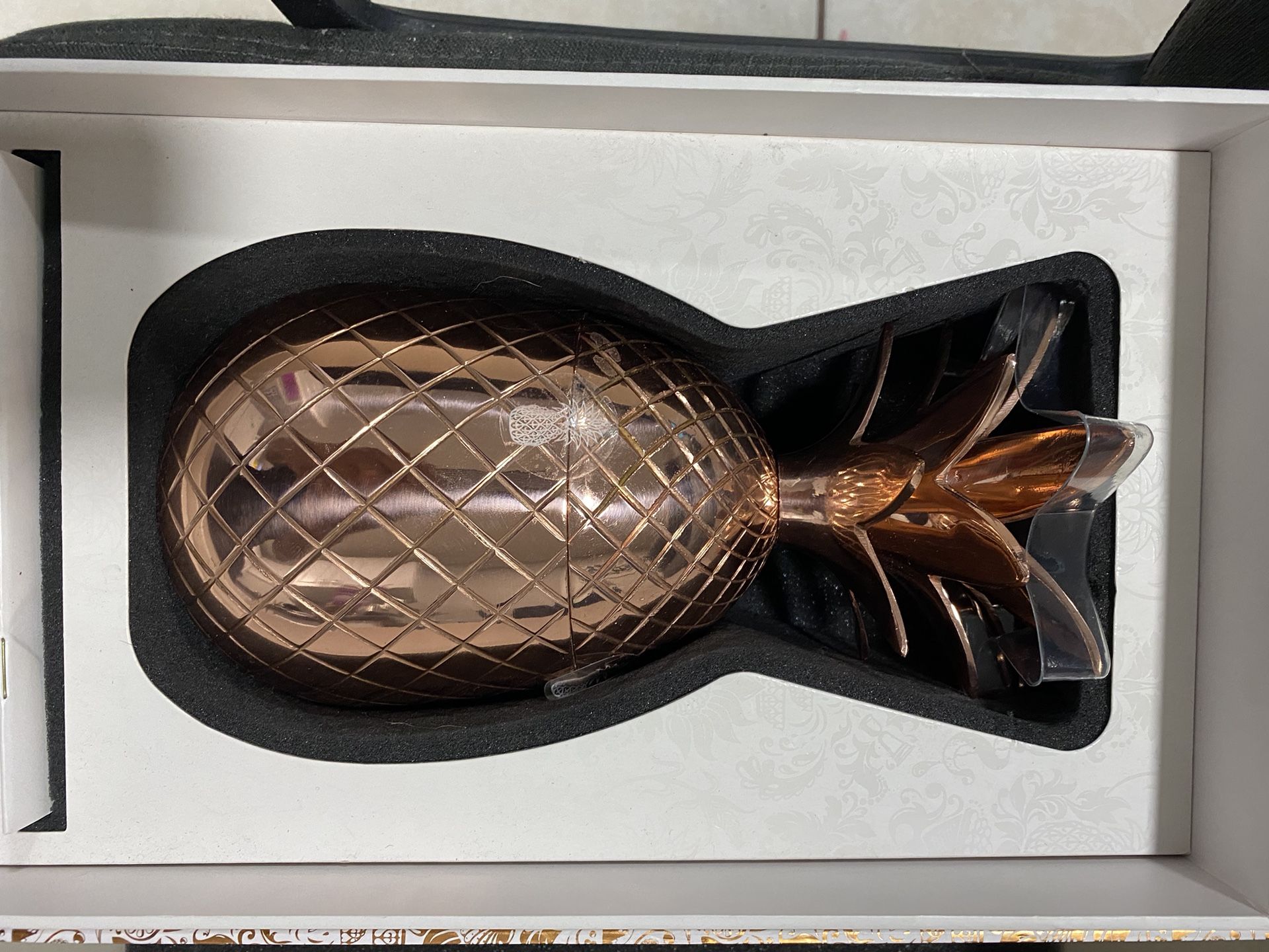 WITH LOVE FROM ABSOLUT ELYX VODKA COPPER PINEAPPLE DRINKING VESSELS - HAWAIIANA