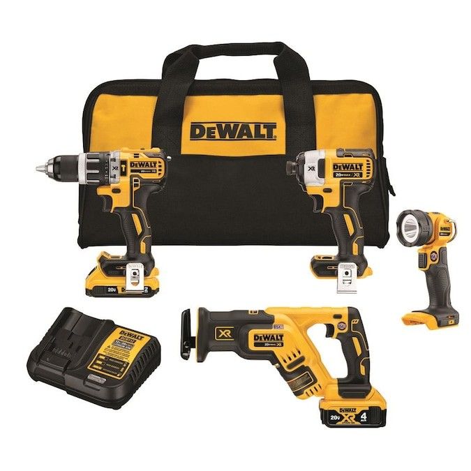 DEWALT XR 4-Tool 20-Volt Max Brushless Power Tool Combo Kit (2-Batteries and charger Included) - BRAND NEW