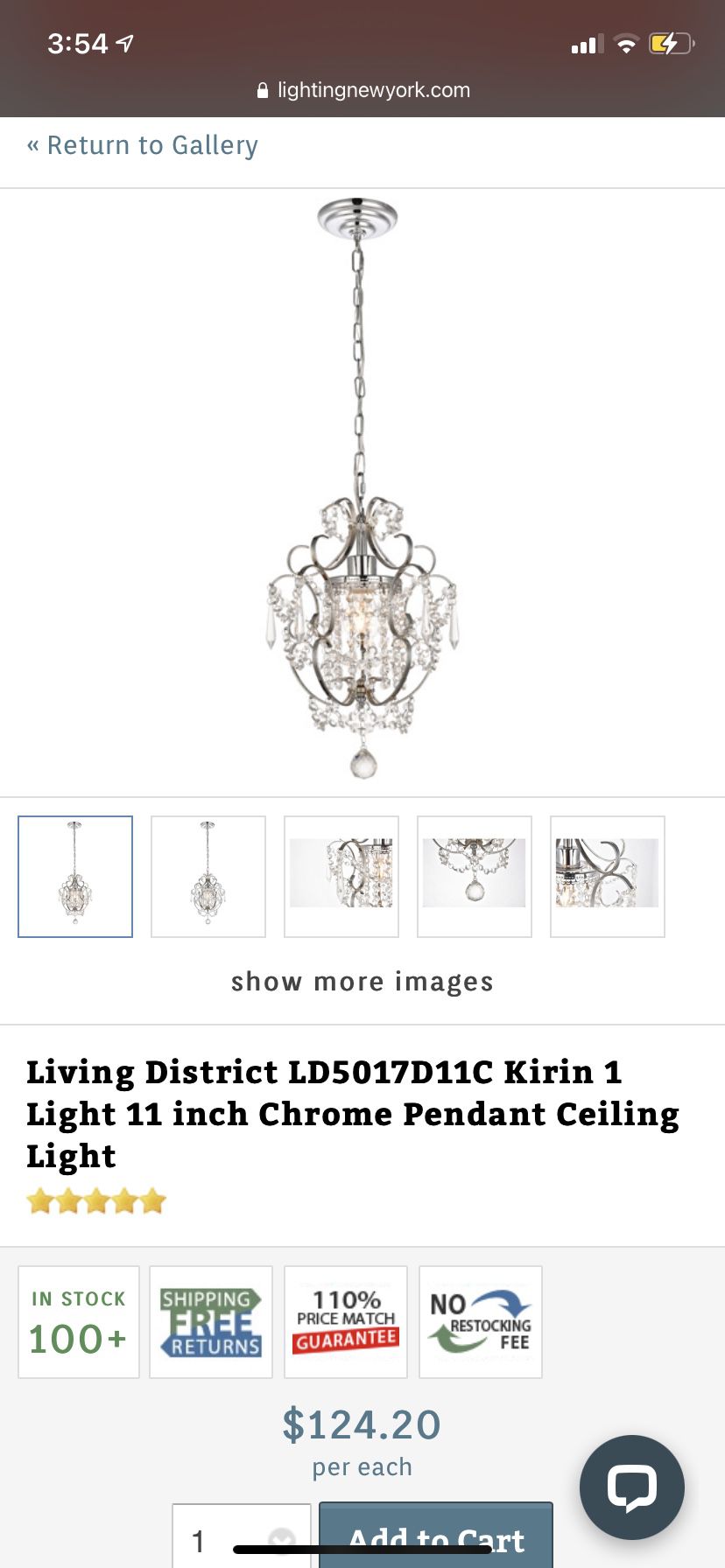 New in box hanging chandelier pendant light