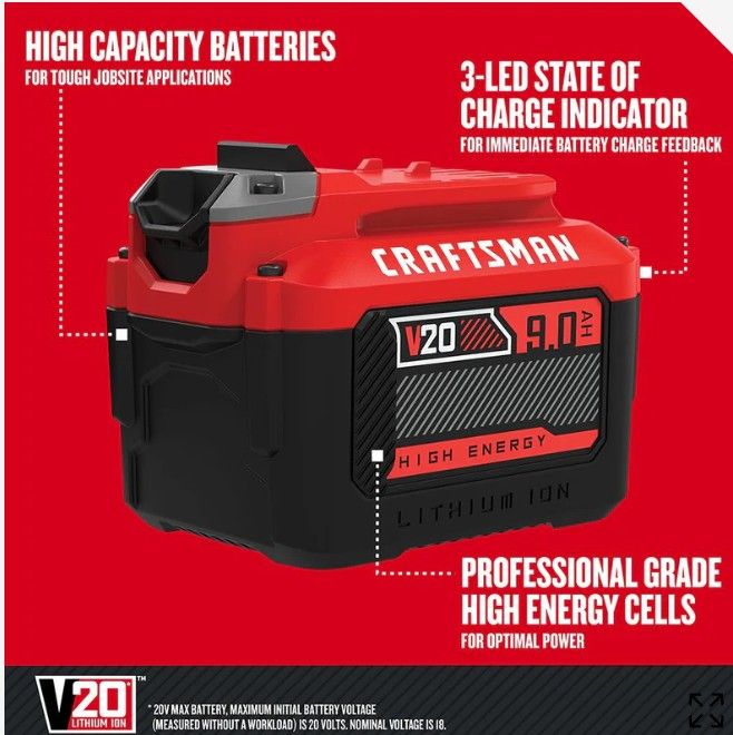 Craftsman Lithium Battery 9.0 Ah 20V