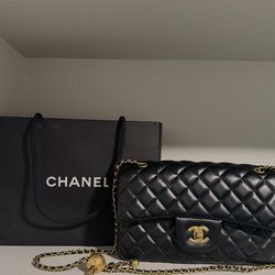 Chanel Classic Double Flap Bag With Ball Chain