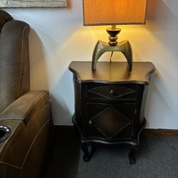 Old World Style Nightstand – Storage Cabinet w Nailhead Detail