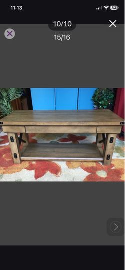 Medieval Style Coffee Table Wood and Metal, with Drawer - 40L x 18H x 16D Excellent condition