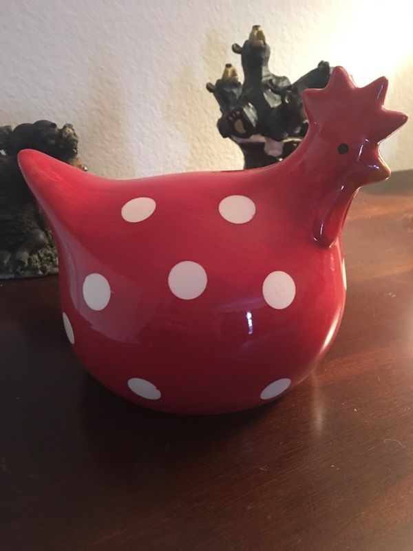 Red Polka Dot Ceramic Rooster
