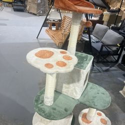 65in Cat Tree, Cat Tower with Heart-Shaped Platform, Hanging Ball, Double Condos, Scratching Posts for Indoor Cats, Cat Climbing Frame Bed Furniture,