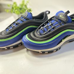 Nike Air Max 97 Mens Size 9.5 Blue Athletic Running Shoes Sneakers CW5419-400