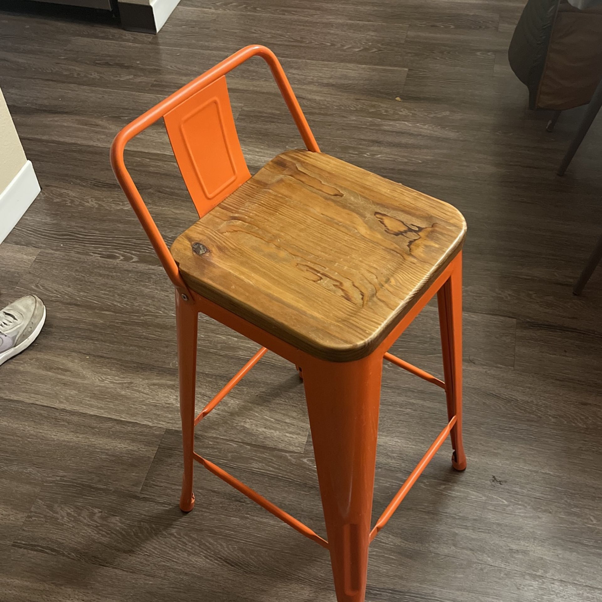 Orange Metal Counter Stool