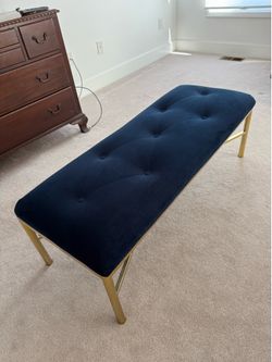 Blue Velvet Bench - Moving Sale