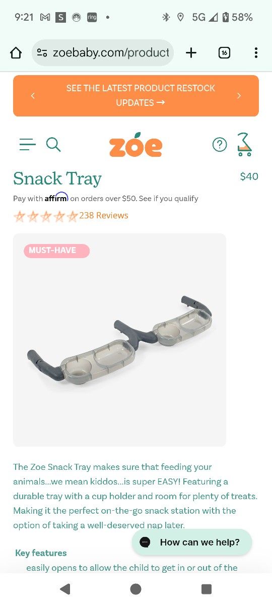 Zoe Twin Stroller Tray