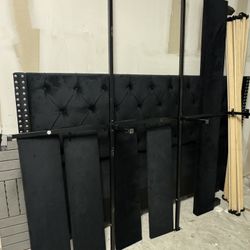 King Black Velvet Bed 