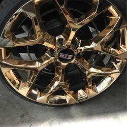 gold snowflakes 6x139 22s with tire 245/35/22 brand new