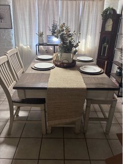 Table chairs and bench
