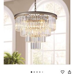 SKU MD2949-600mm,5 Lights Crystal Modern Nickel Chandeliers Pendant Ceiling Light 4-Tier Chandelier Lighting for Dining Room Living Room Bedroom Entry