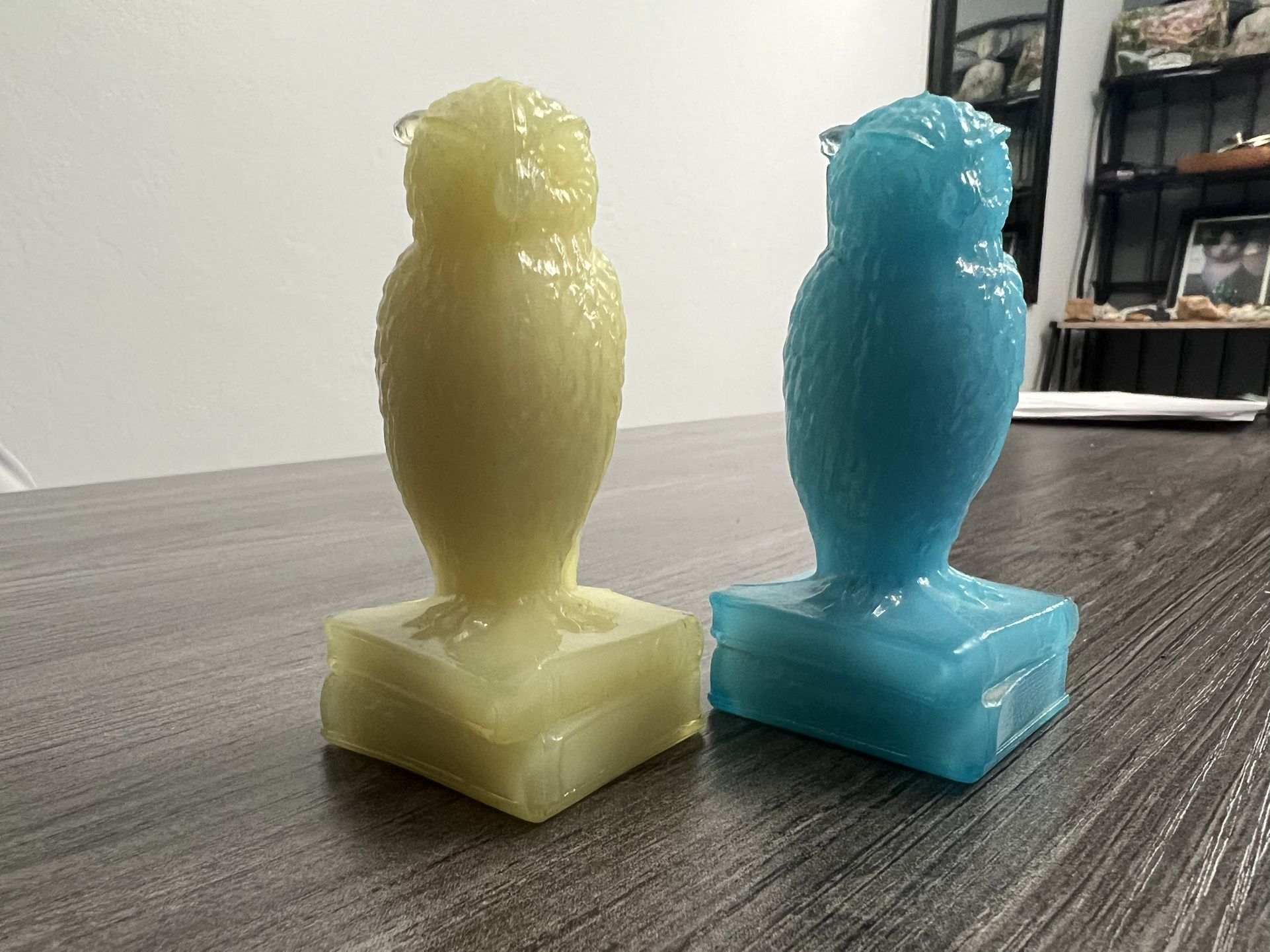 Degenhart Antique Glass owl Set Of 2 - Meetup Only