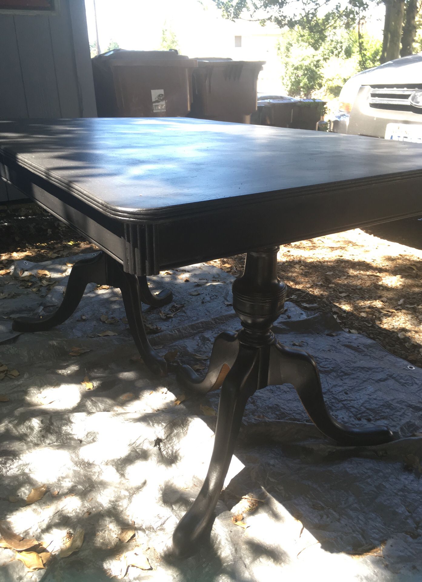 Beautiful black two pedestal all wooden table...