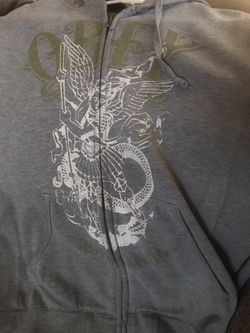 Obey Grey Zip Up Size L