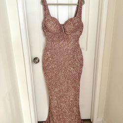 pink sequin prom dress 