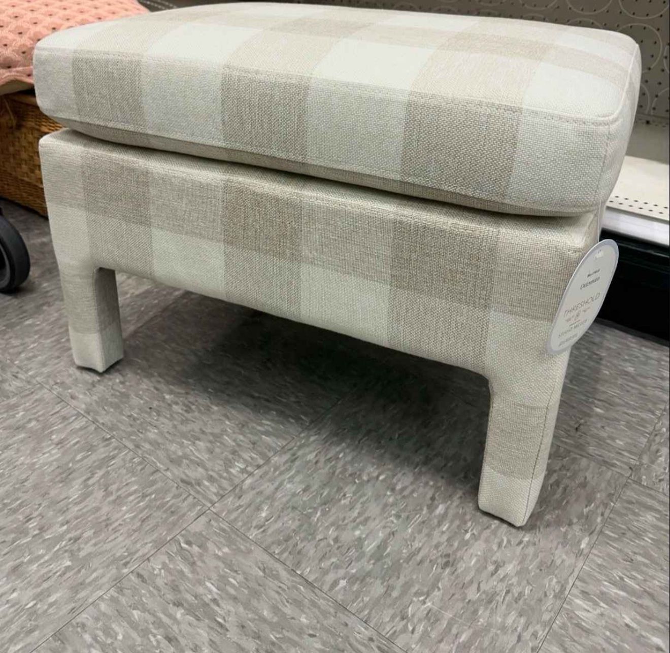 Beltiela Fully upholstered Ottoman Checkered - Threshold™ designed with Studio McGee
