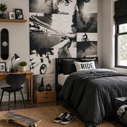🛹PB Teen Skateboard/BMX  Wall Mural🛹4’ x 6’ | Black & White