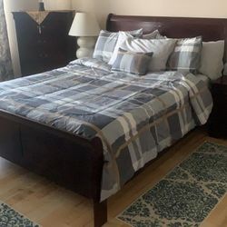 Queen Bed with Mattress and Box Spring for Sale