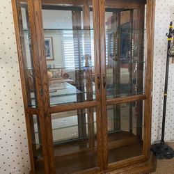 Solid Oak Curio Cabinet 
