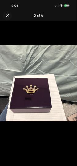 Purple Lacquer Jewelry Box with Crown Emblem
