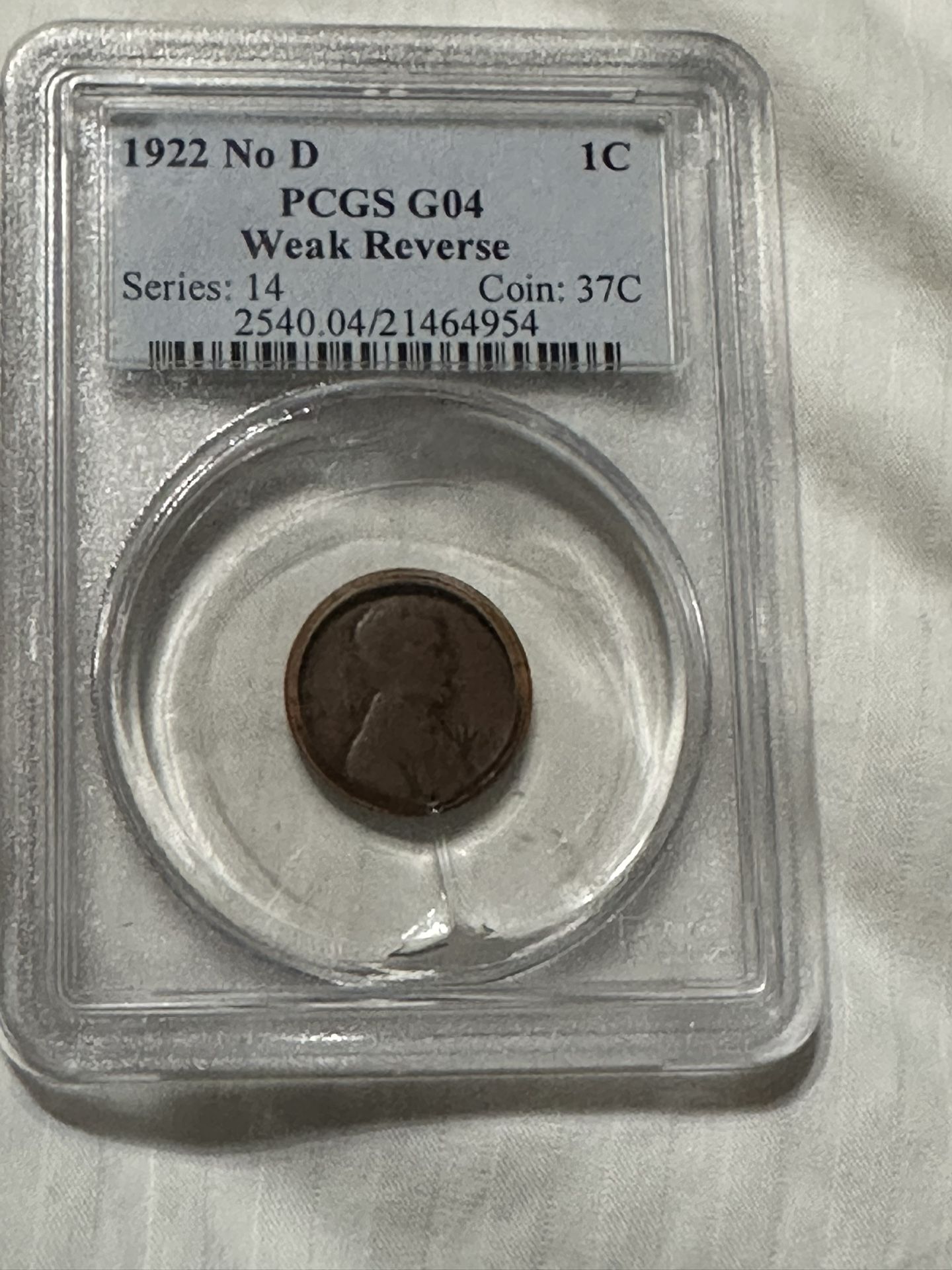 1922 No D Pcgs G04. Weak Reverse.