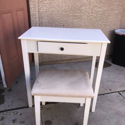 white small desk w/ chair