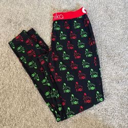 New Womens ethika leggings women’s Medium black, Red green "HO" holiday