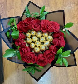 Bouquet Of Flowers With Chocolates 