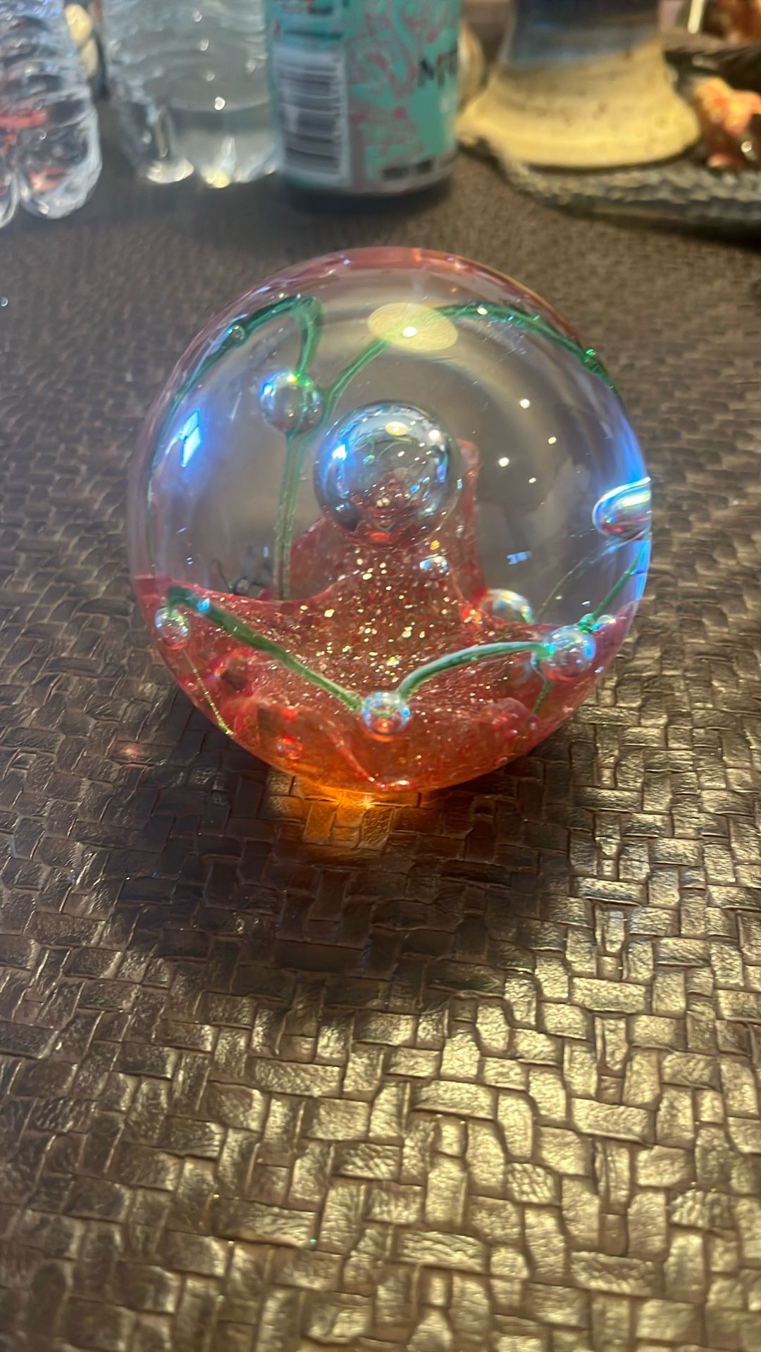Dynasty Paperweight Orange Green 