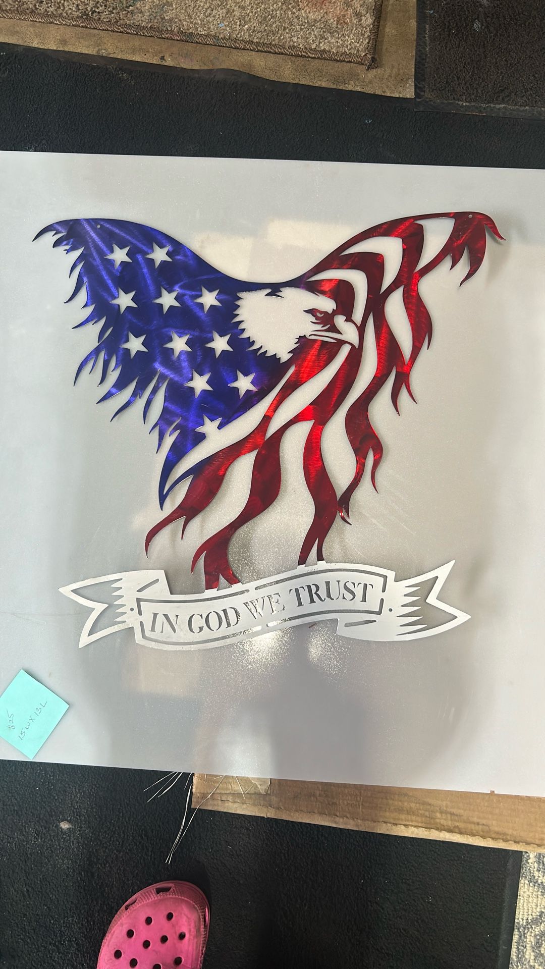 American Eagle In God We Trust, Red,White,Blue,15”x15”