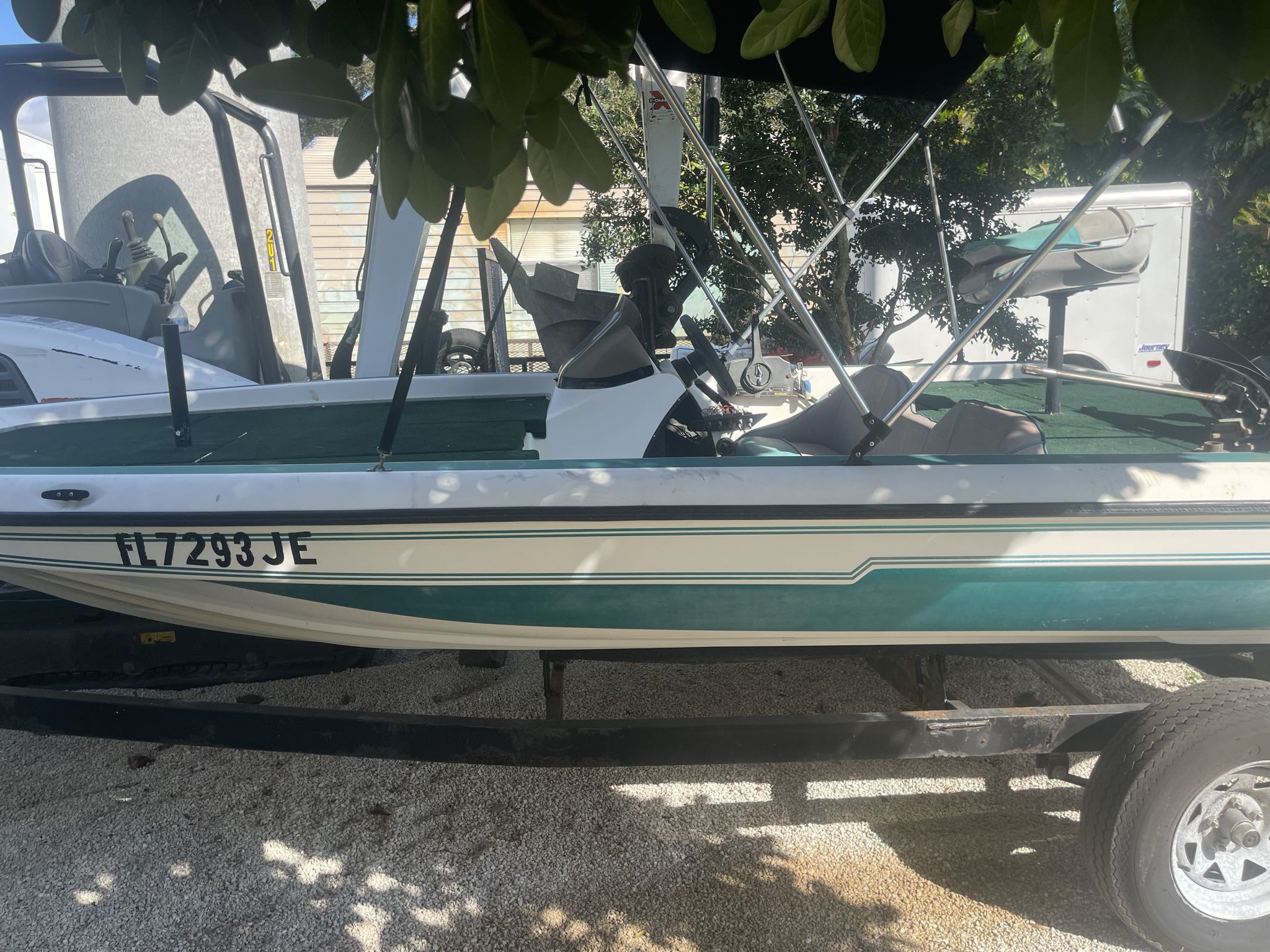 17 Ft Bass Boat and Trailer No Motor