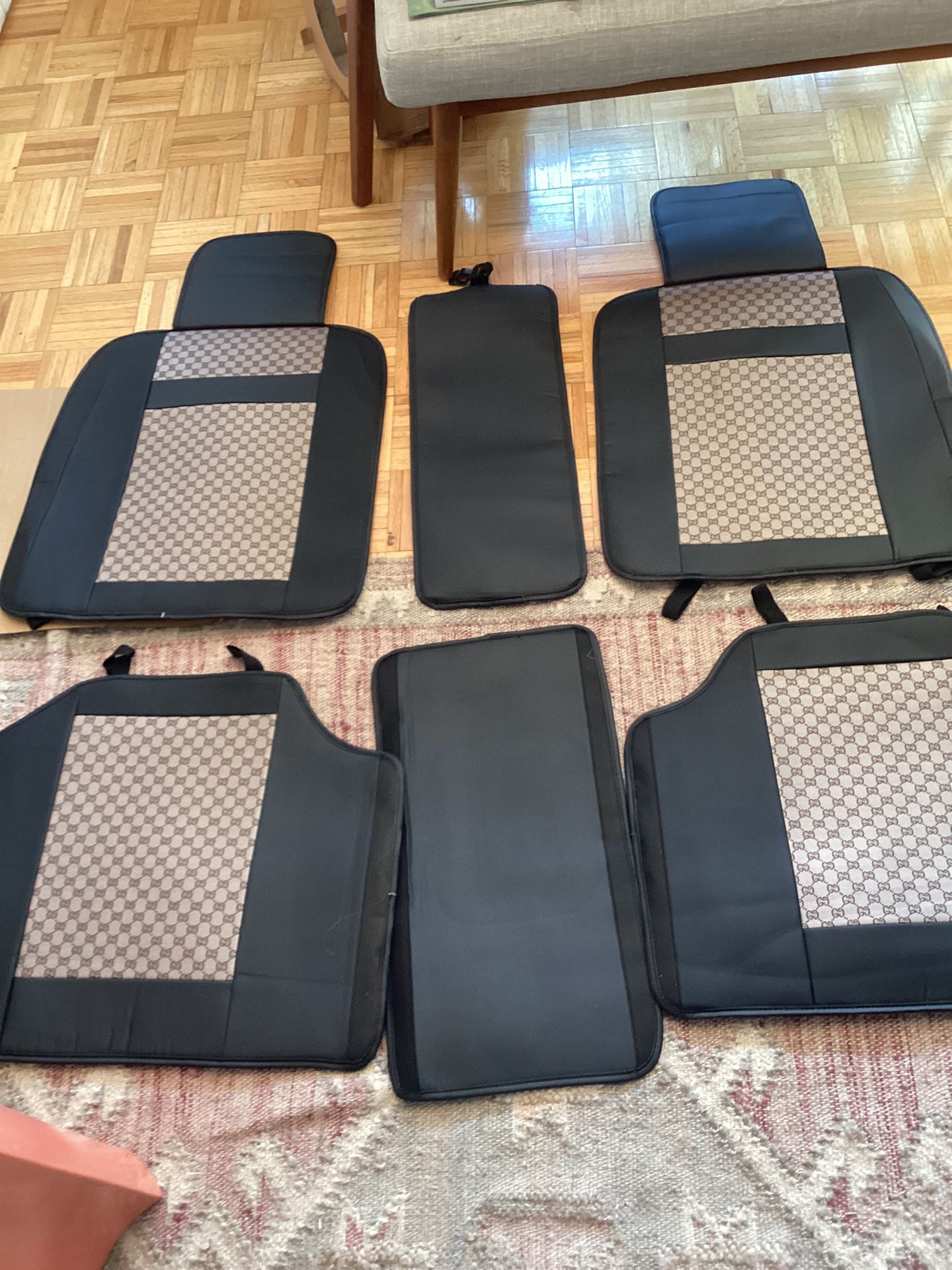 Full set front and back seat mock Gucci car seat covers
