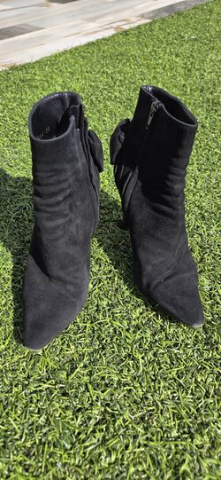 Saint Laurent Paris Black Suede Ankle Boots with Bow - EU 35 (US 5)